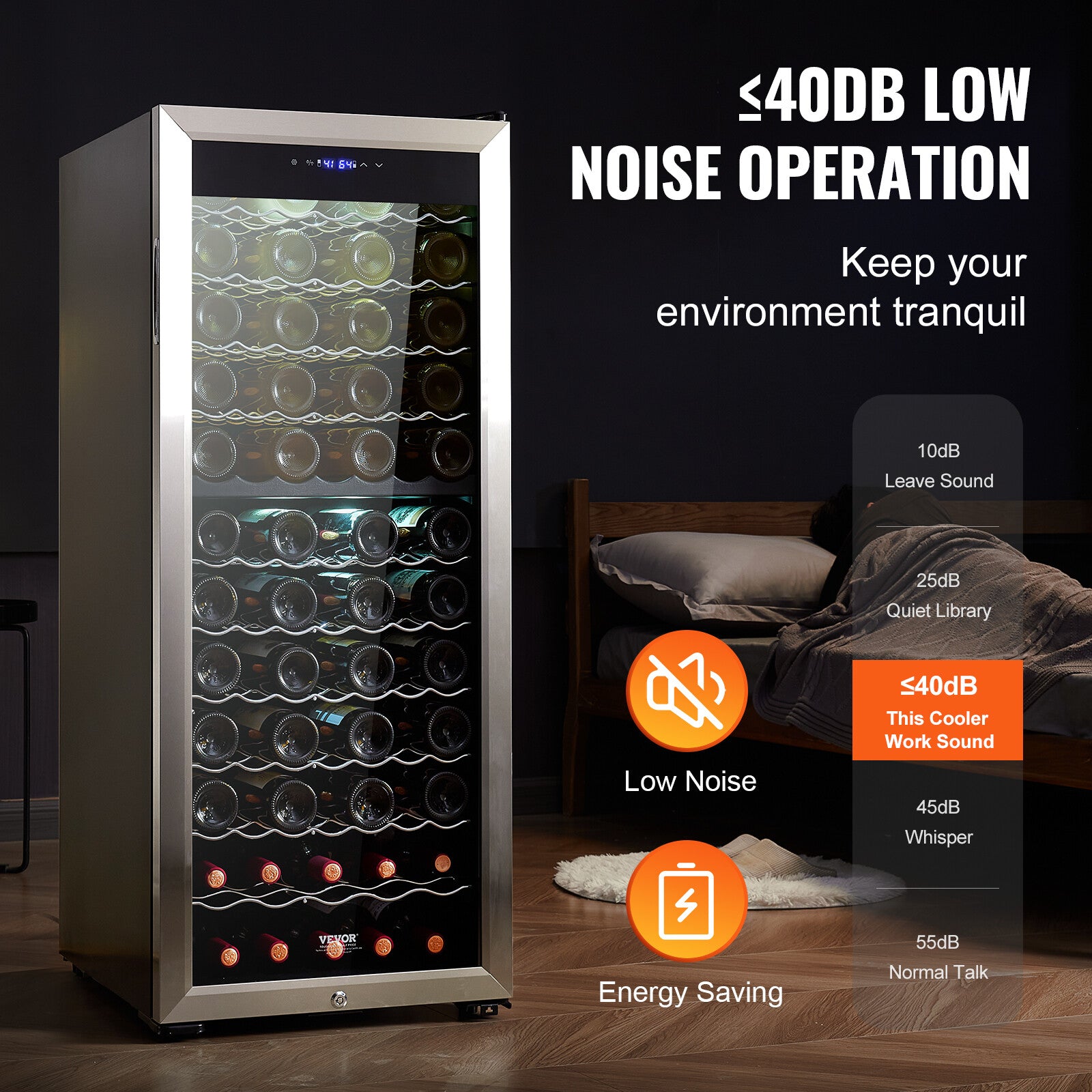 Nevera de Vino. Bodega. VEVOR Enfriador De Vino Frigorífico Independiente 80 Botellas Doble Zona LED Digital