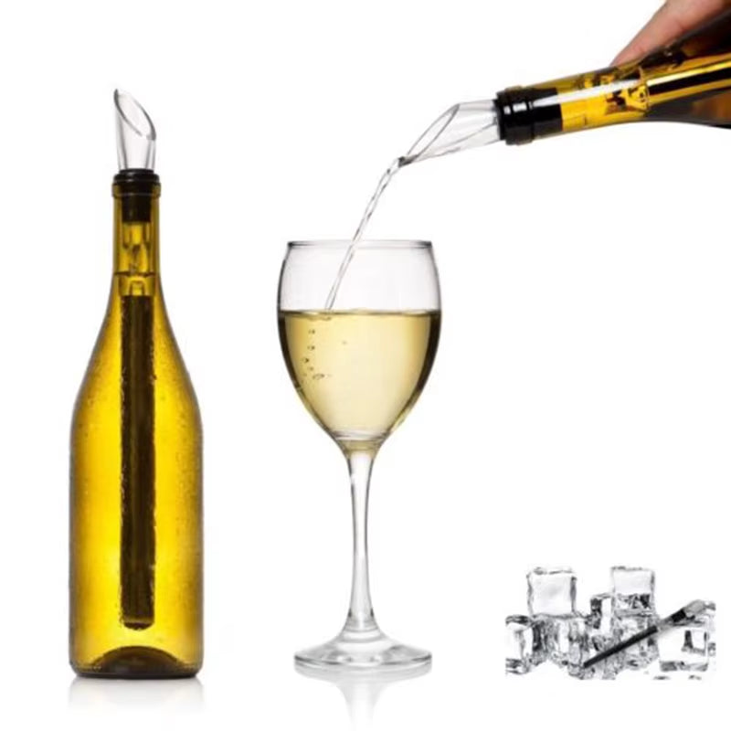 Stainless Steel Ice Wine Chiller Stick with Wine Pourer Wine Cooling Stick Cooler Beer Beverage Frozen Stick Ice Cool Bar Tool