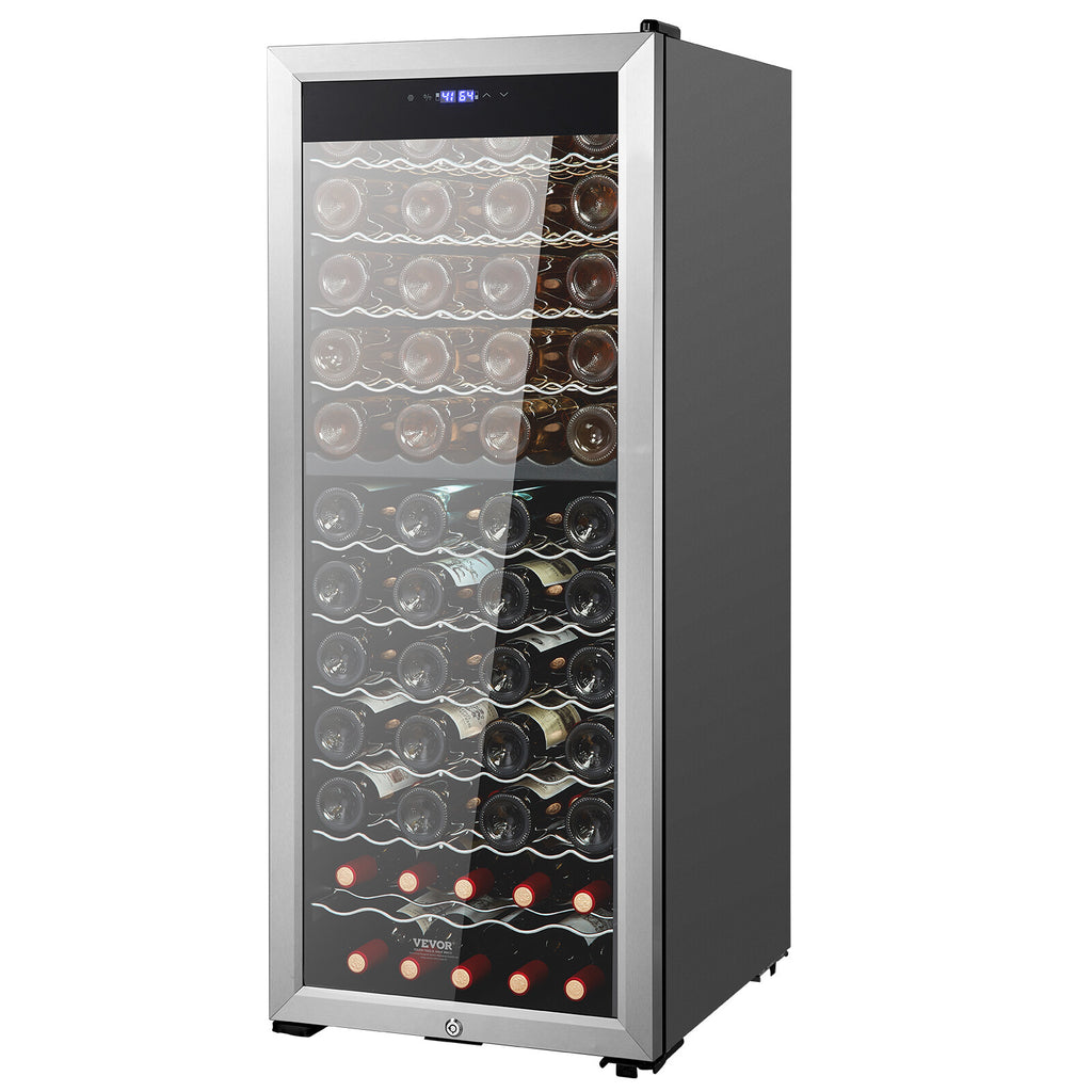 Nevera de Vino. Bodega. VEVOR Enfriador De Vino Frigorífico Independiente 80 Botellas Doble Zona LED Digital