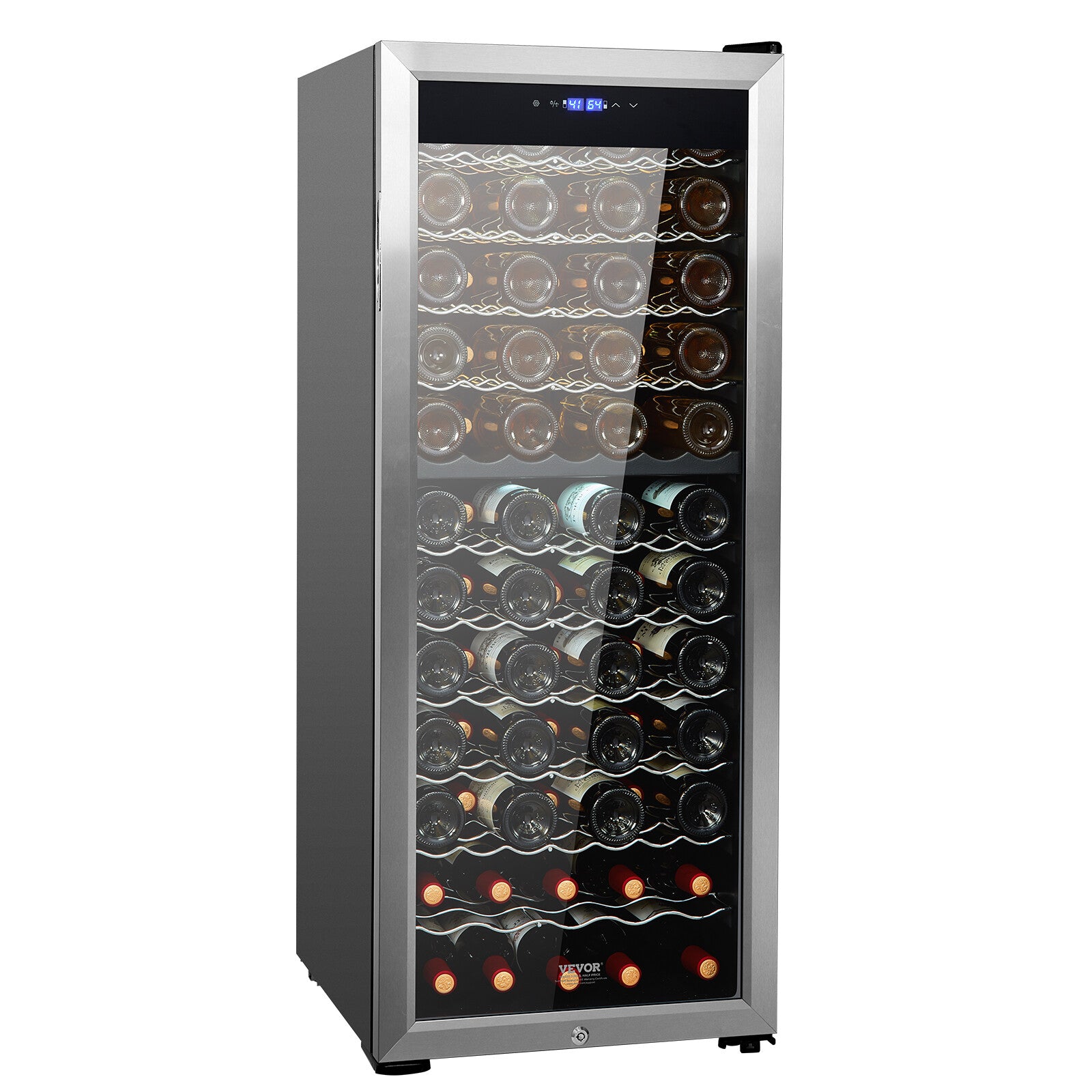 Nevera de Vino. Bodega. VEVOR Enfriador De Vino Frigorífico Independiente 80 Botellas Doble Zona LED Digital